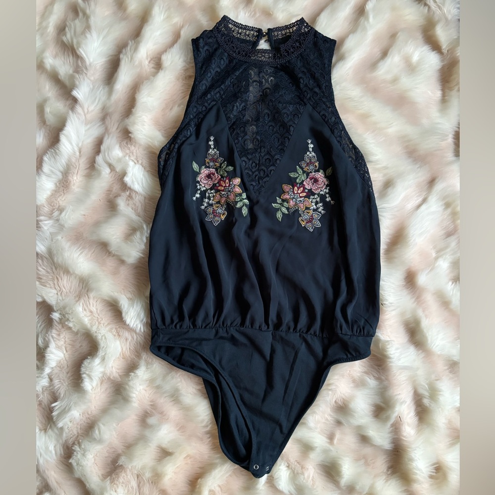 Body Suit by MM My Michele with Embroidered Flowers